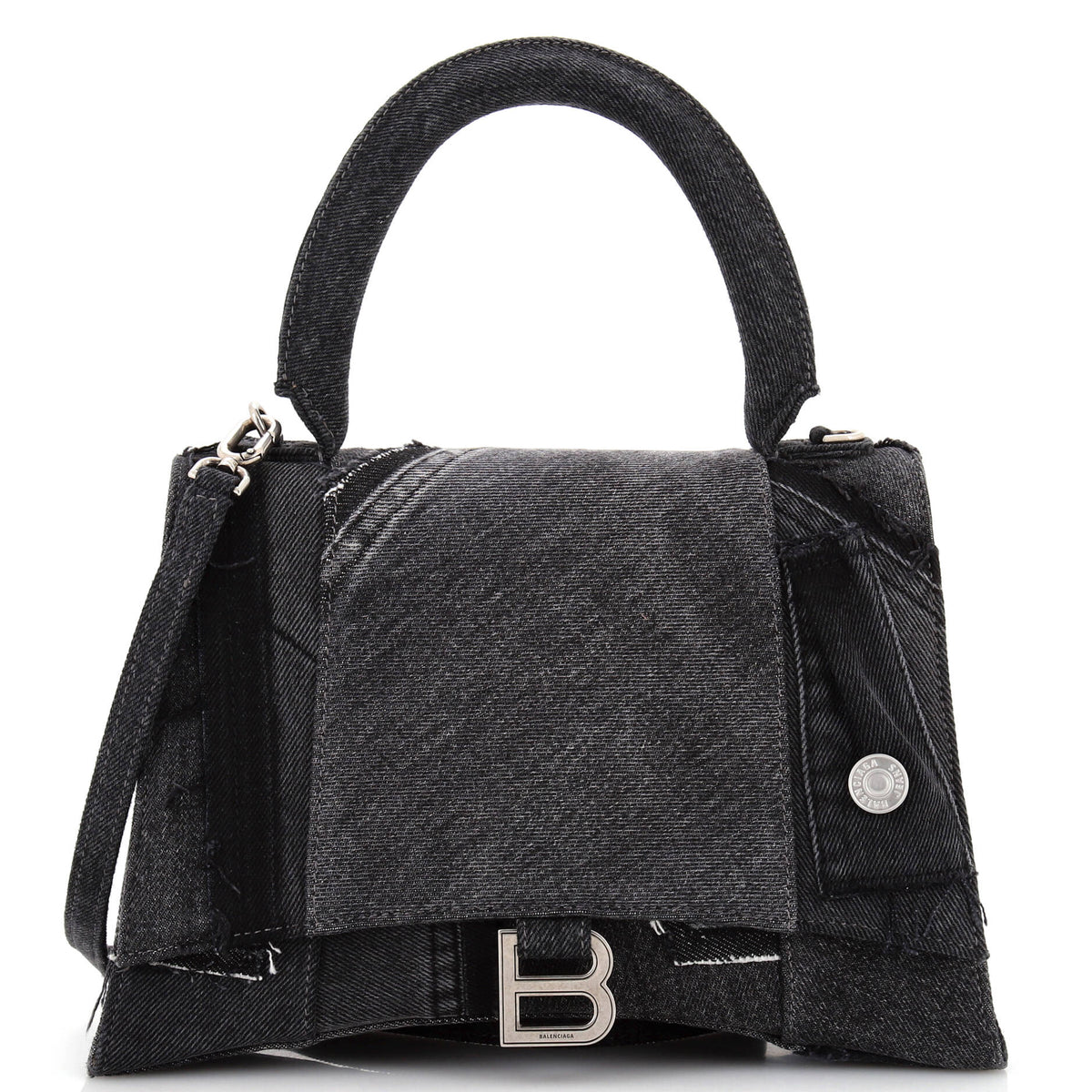 Balenciaga Hourglass Top Handle Bag Patchwork Denim Medium
