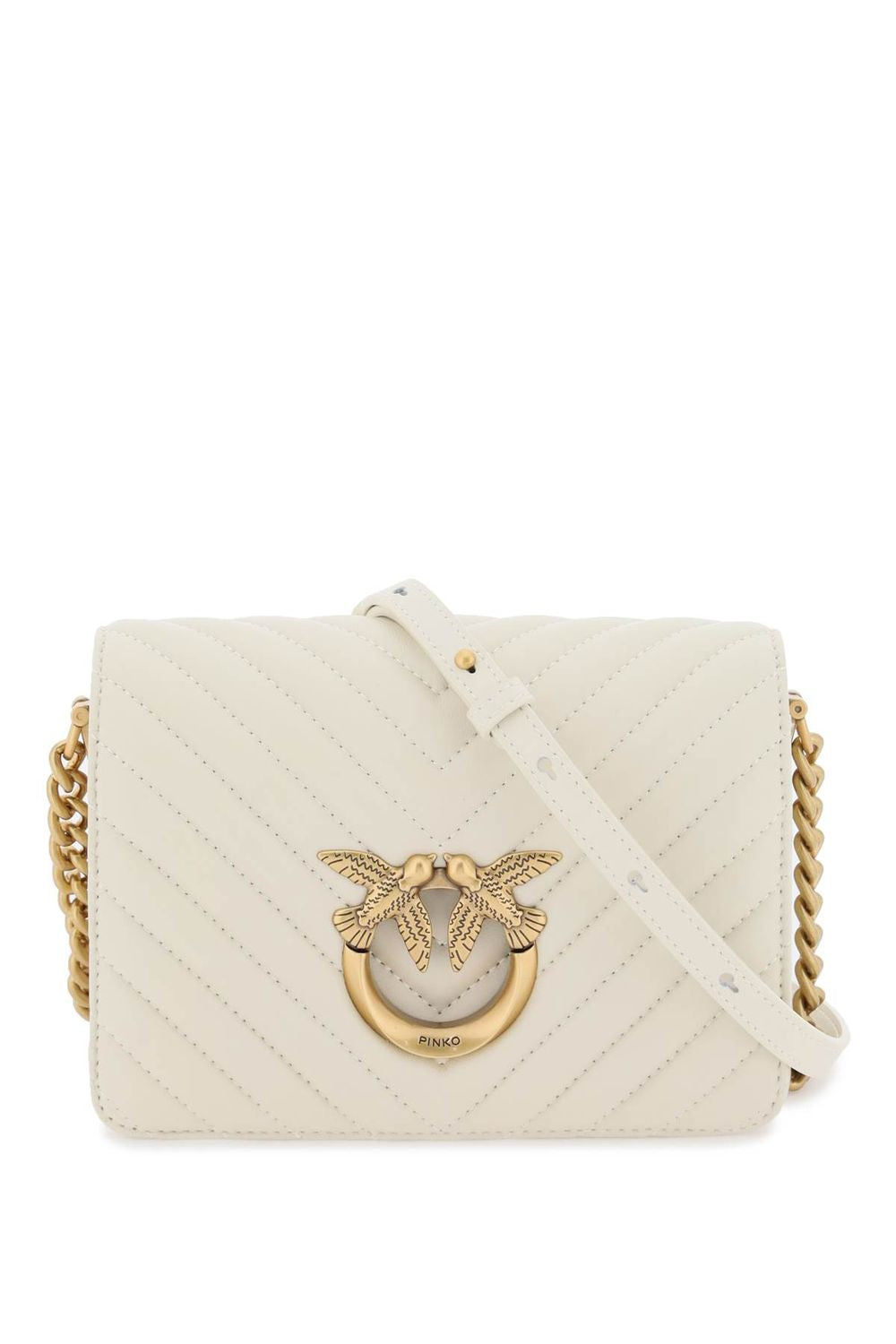 Pinko Women's Love Click Mini Chevron Bag in Bianco | 100067A0GK