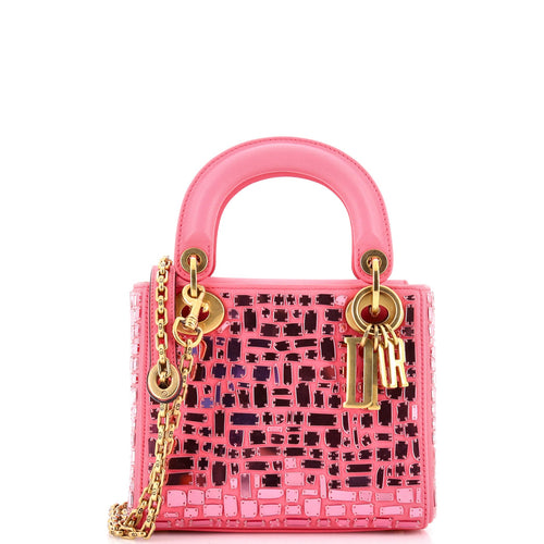 Lady Dior Chain Bag Leather and Mirror Mosaic Mini
