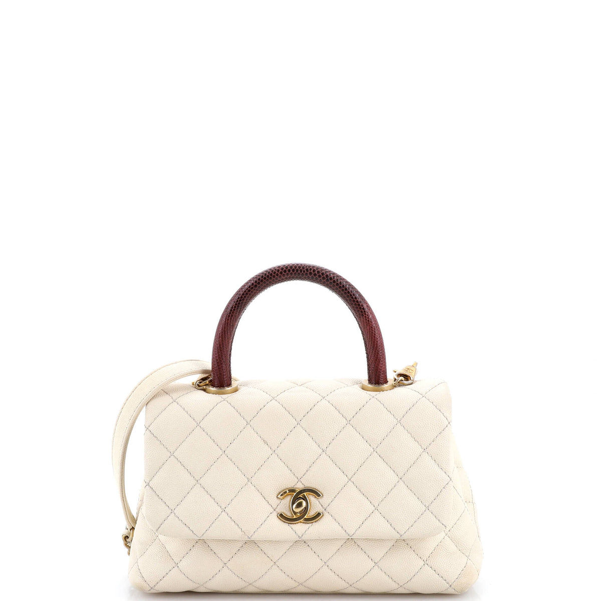 Chanel CHANEL Coco Top Handle Bag Quilted Caviar with Lizard Mini