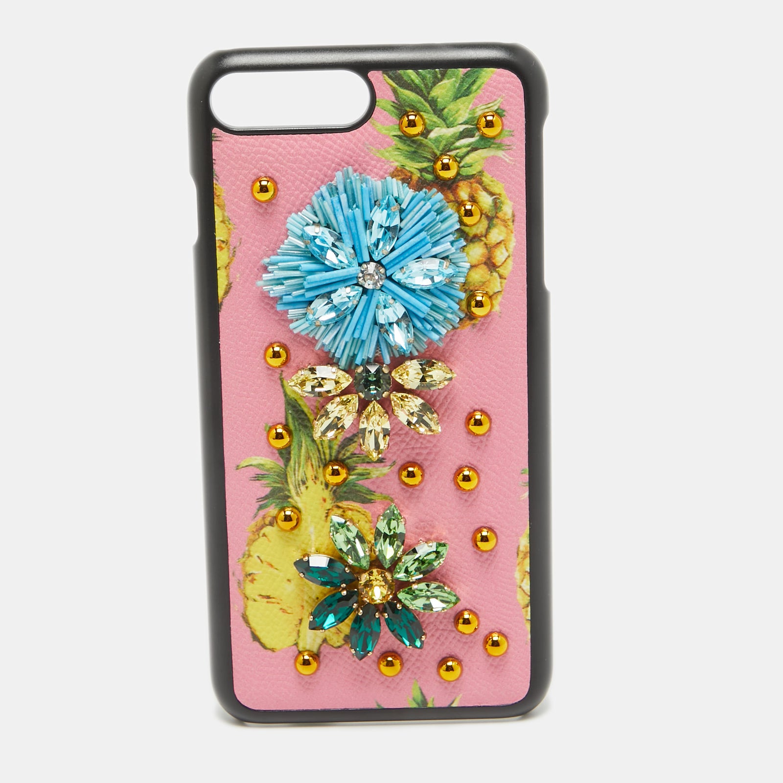 Dolce & Gabbana Multicolor Fruit Print Leather Crystal Embellished iPhone 7 Plus Case