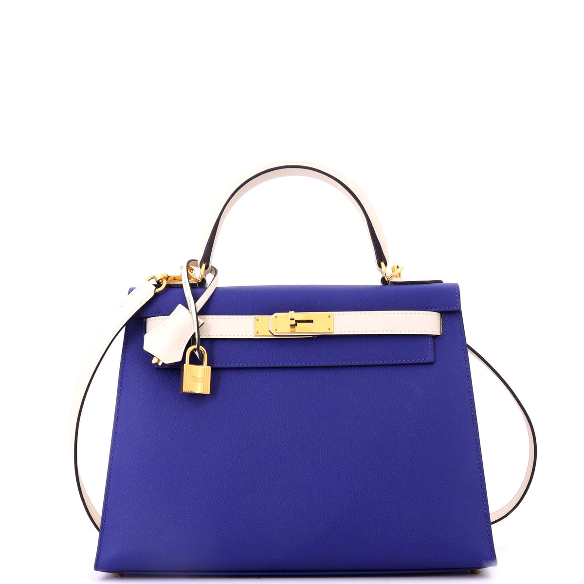 Herm?s Kelly Handbag Bicolor Epsom with Gold Hardware 28
