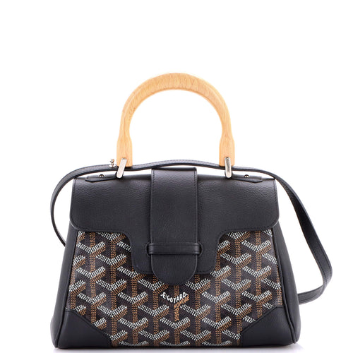 GOYARD Saigon Top Handle Bag Coated Canvas with Leather Mini