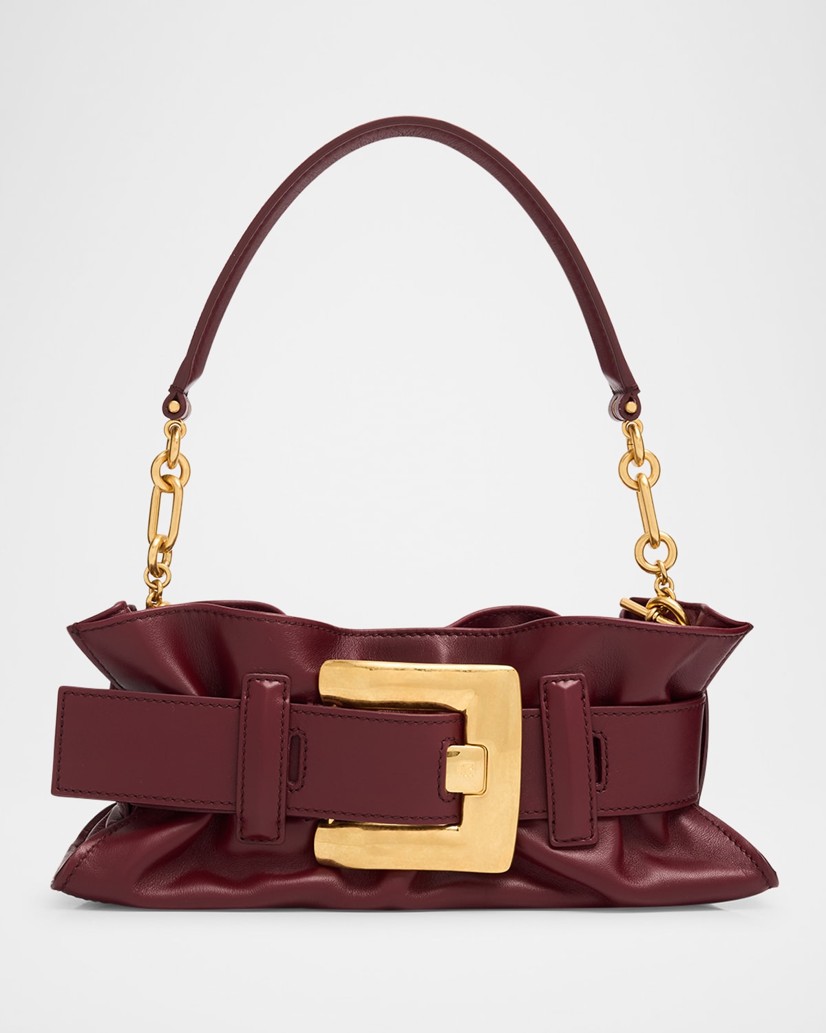 Balmain Anthem Mini Belted Leather Shoulder Bag