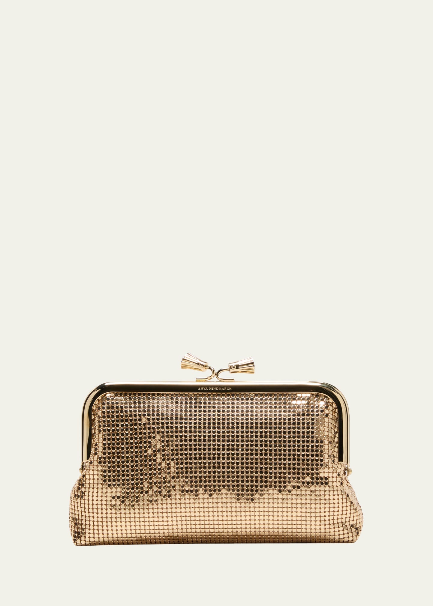 Anya Hindmarch Maud Tassel Metal Mesh Clutch Bag