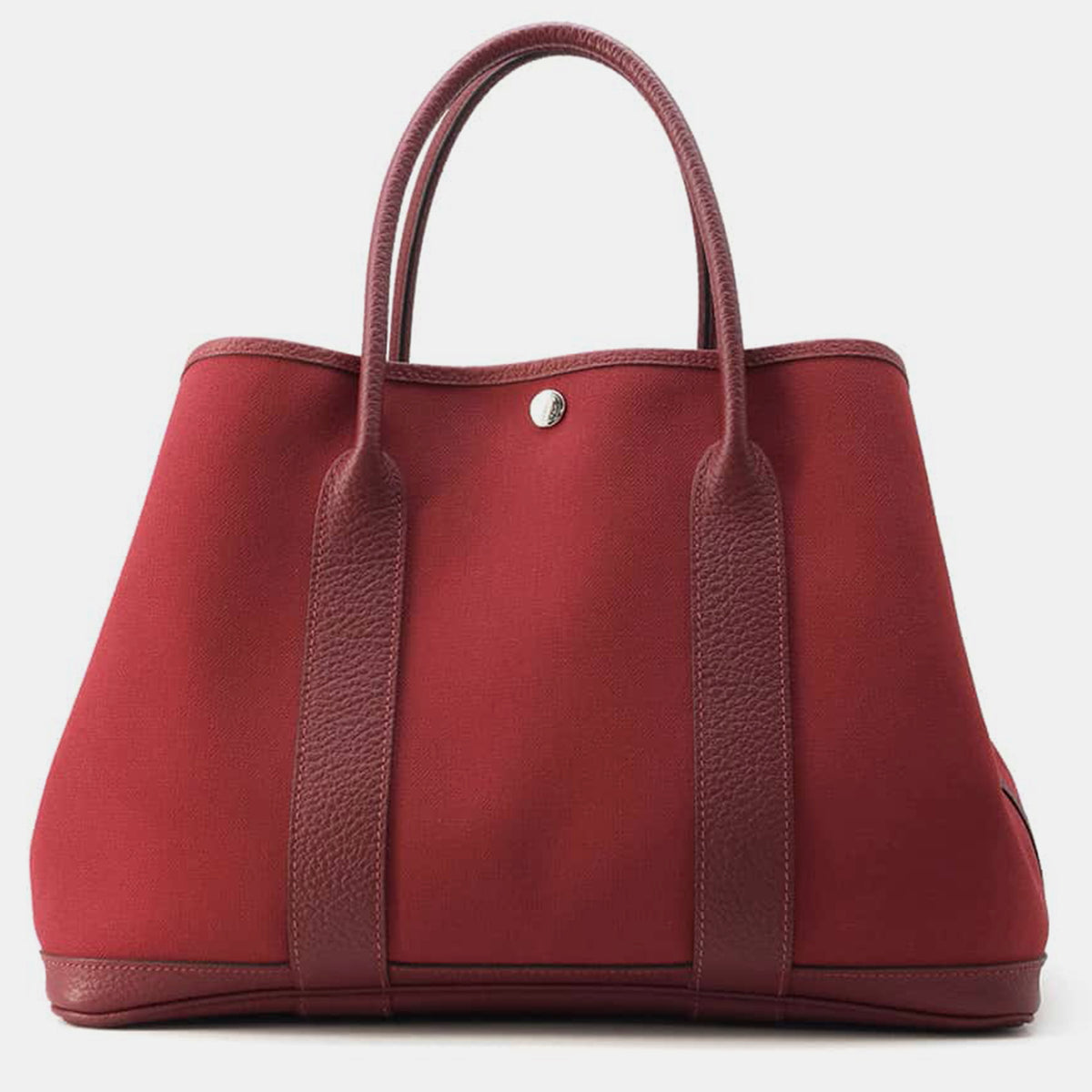 Hermès Rouge Grenat Toile Officier Negonda Leather Garden Party Size 36