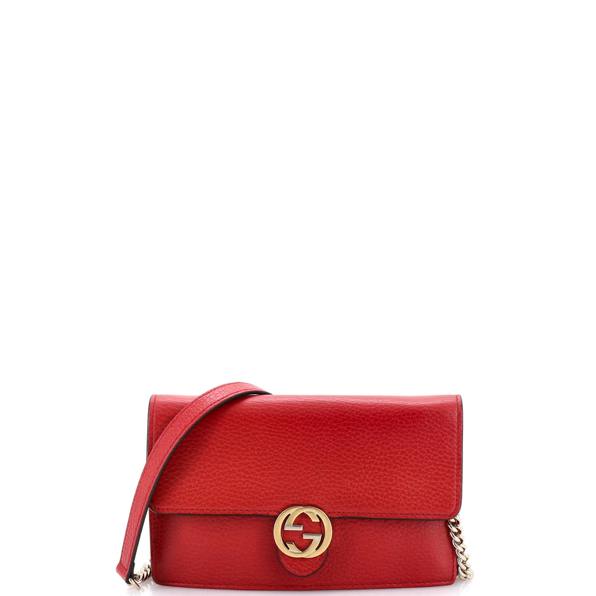 Gucci GUCCI Interlocking Wallet on Chain Leather