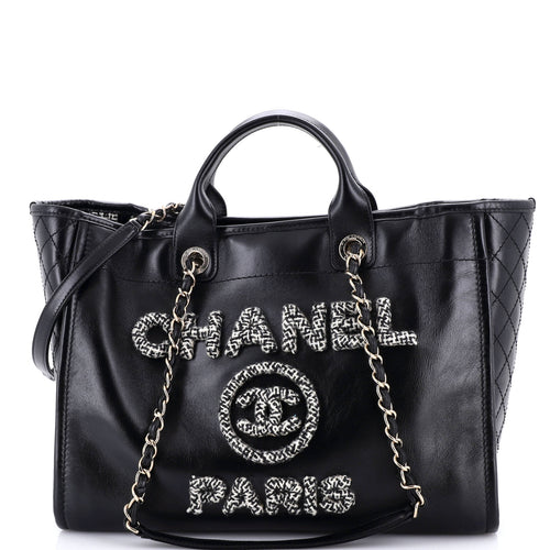 CHANEL Deauville Tote Embellished Shiny Calfskin Medium