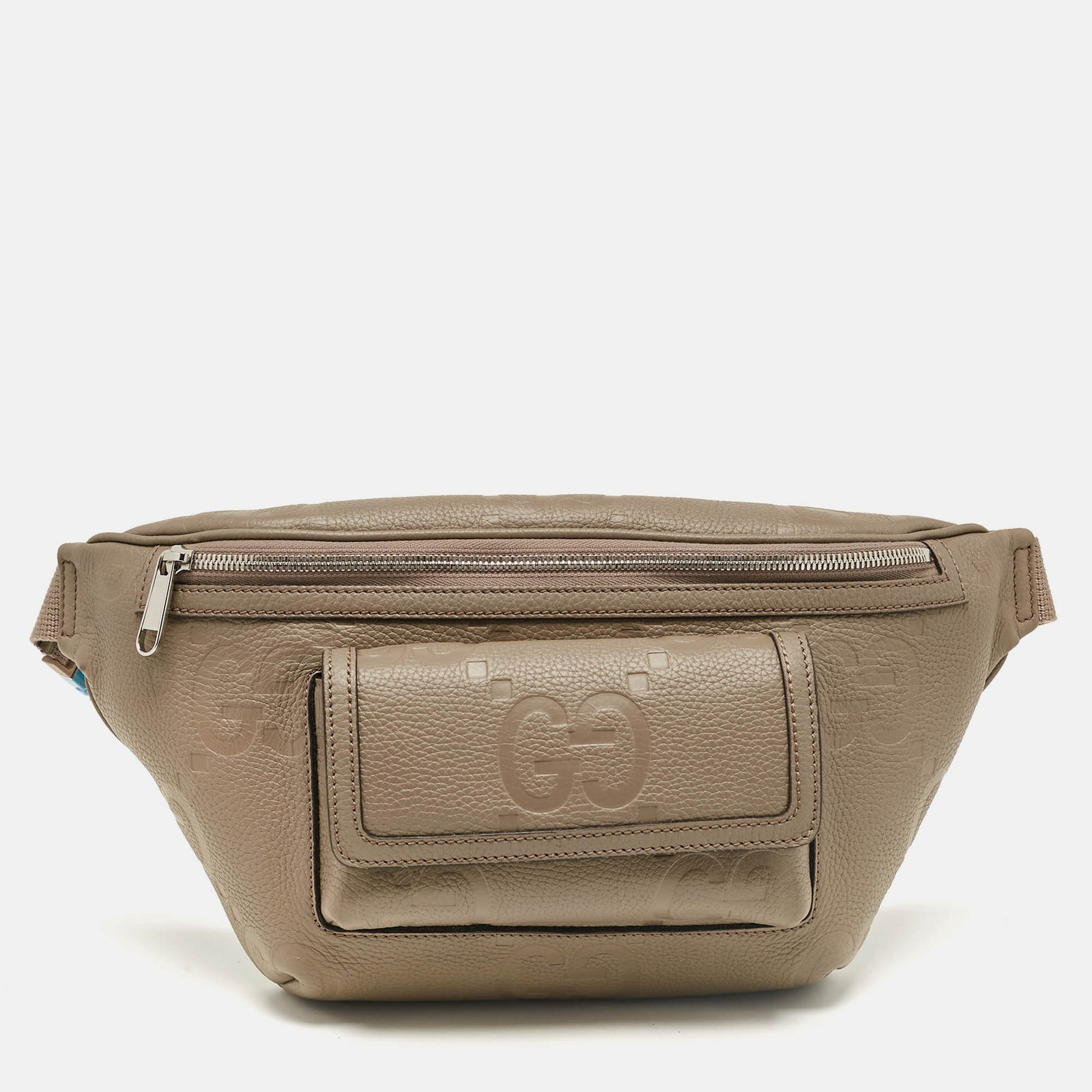 Gucci Khakigrüne Jumbo-GG-Gürteltasche aus Guccissima-Leder