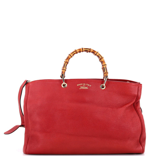 GUCCI Bamboo Shopper Tote Leather Large