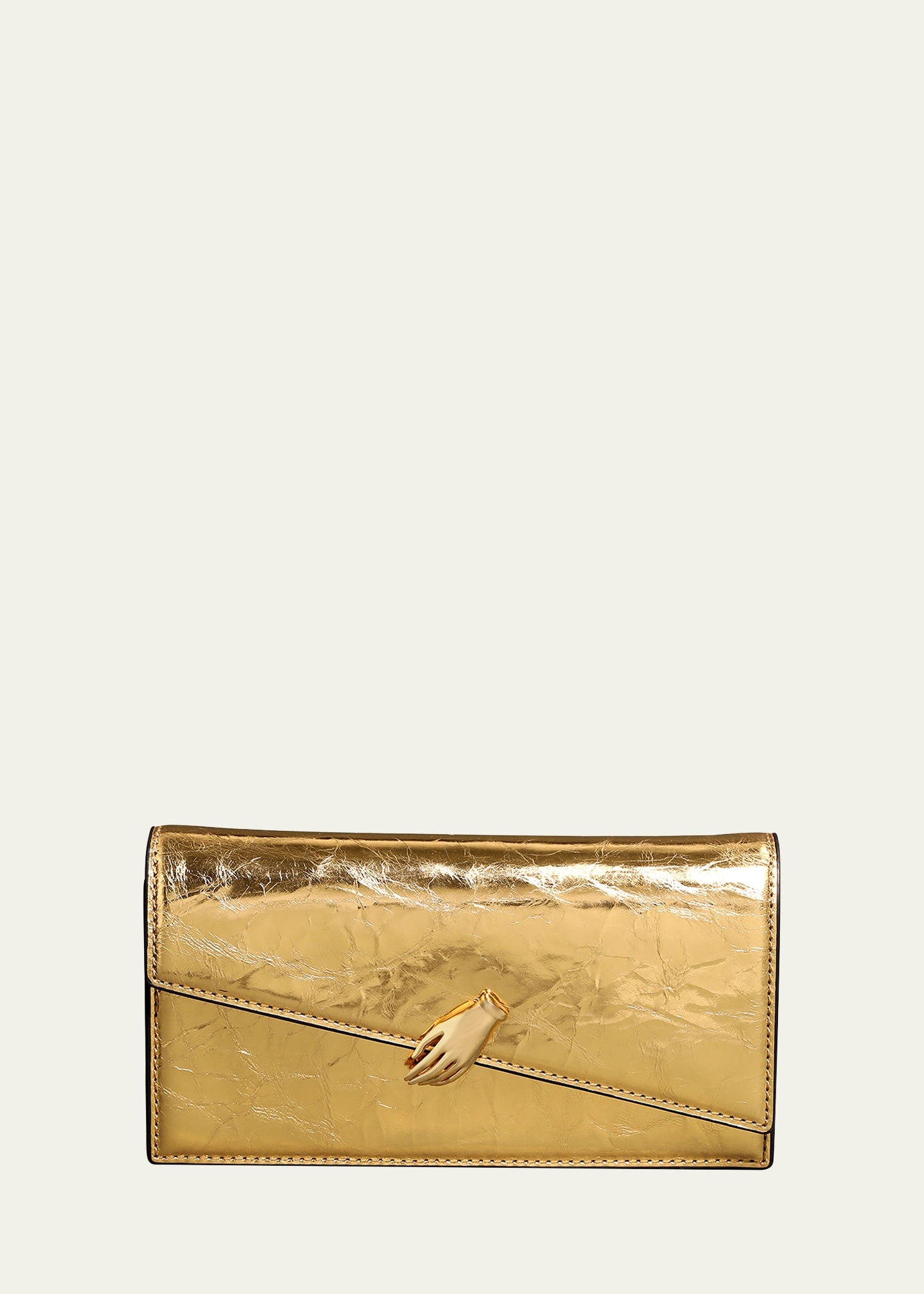 Kara In My Dreams Cracked Metallic Chain Crossbody Bag