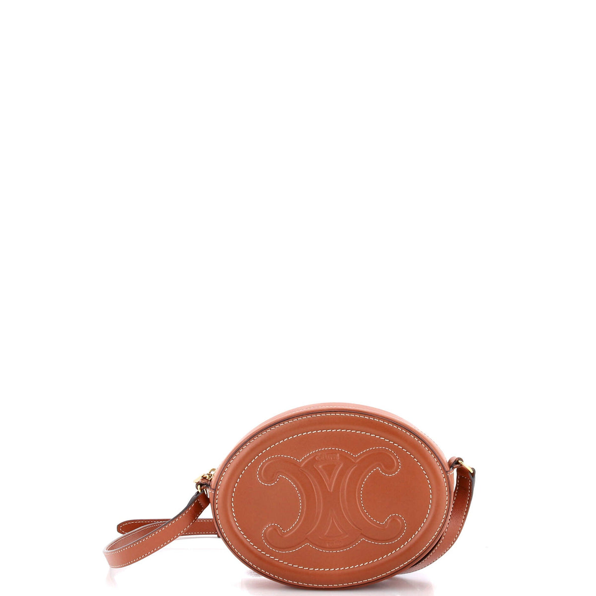 Celine CELINE Triomphe Oval Crossbody Bag Leather Mini