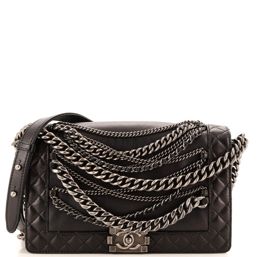 CHANEL Boy Flap Bag Enchained Lambskin New Medium