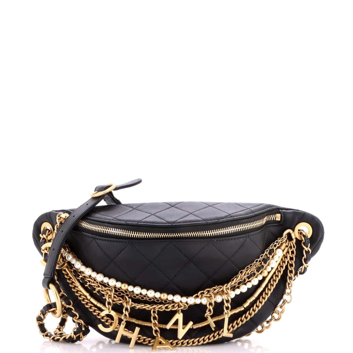 Chanel CHANEL All About Chains Waist Bag Quilted Lambskin