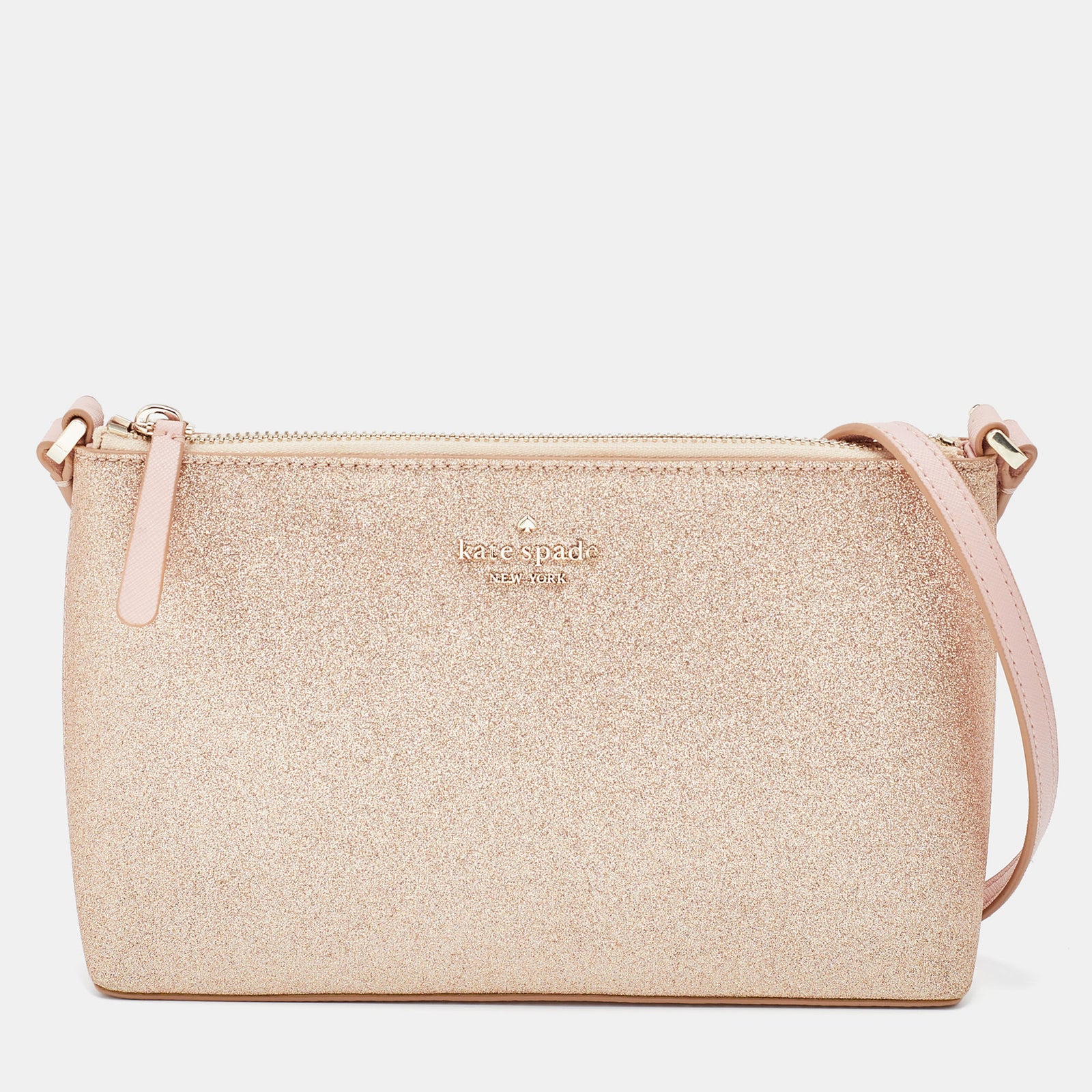 Kate Spade Schultertasche aus Glitzer und Leder in Roségold/Pink