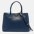 Navy Blue Saffiano Lux Leather Small Middle Zip Tote