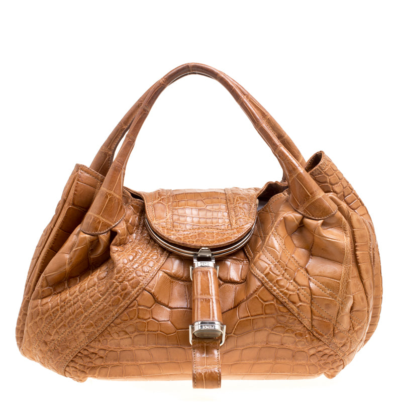 Fendi Brown Crocodile Spy Hobo