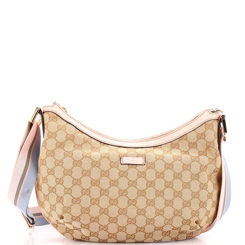 GUCCI Saddle Zip Messenger Bag GG Canvas with Leather Medium