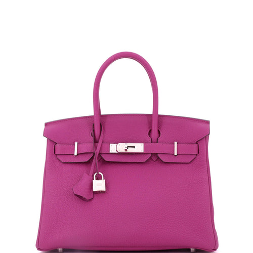 Birkin Handbag Tosca Clemence with Palladium Hardware 30