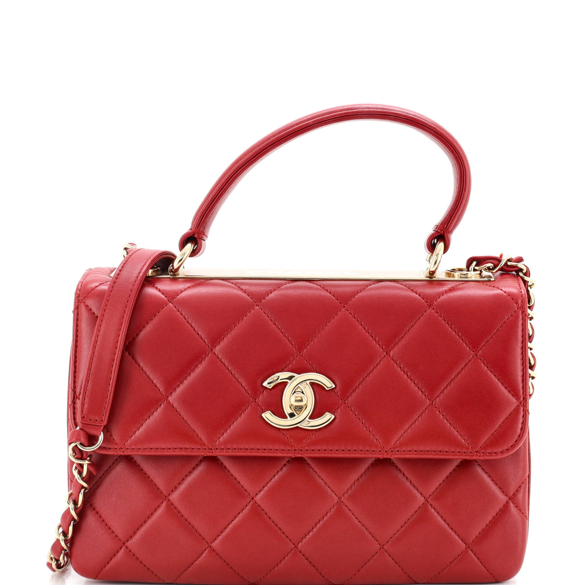 Chanel CHANEL Trendy CC Top Handle Bag Quilted Lambskin Small