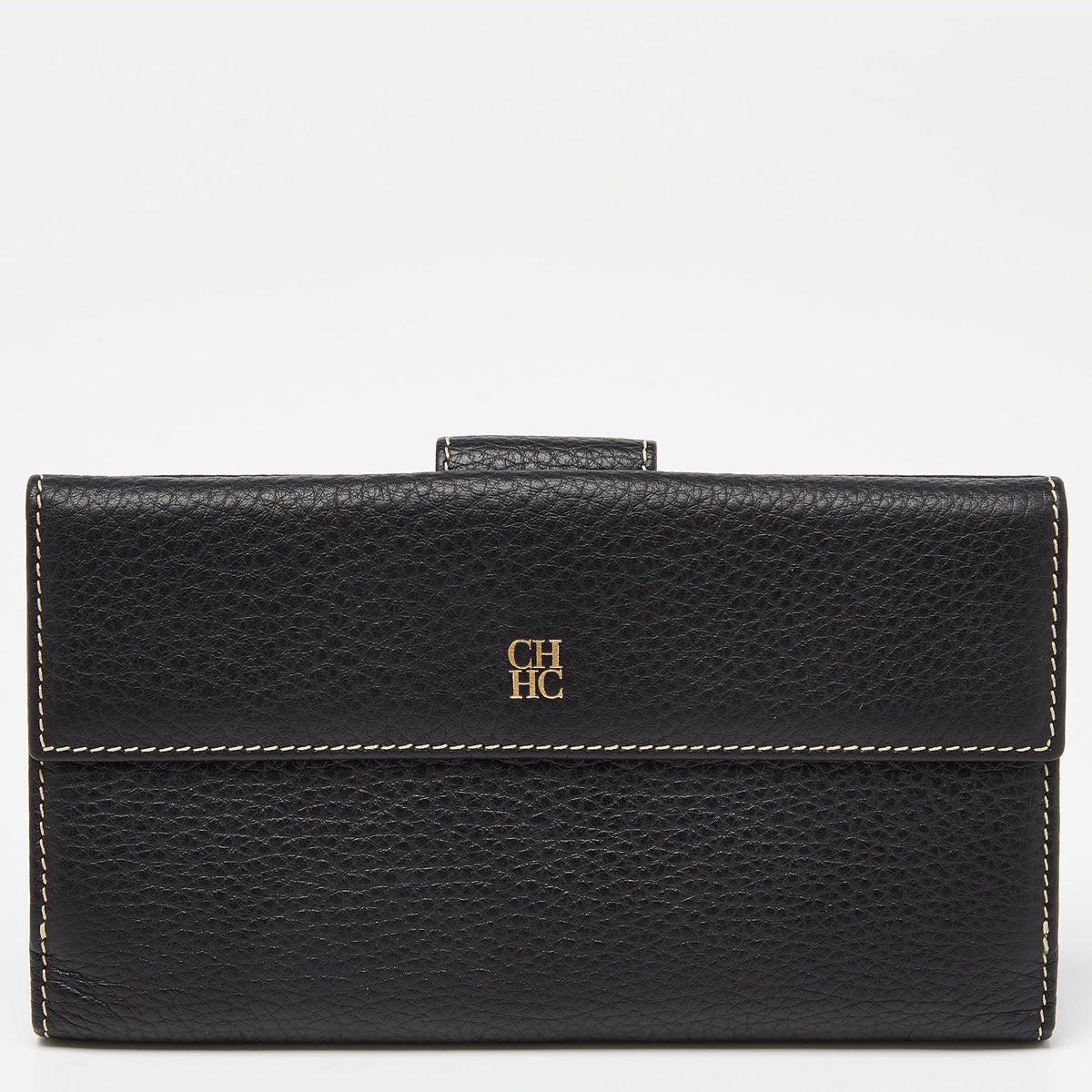 Ch Carolina Herrera Black Leather Continental Wallet