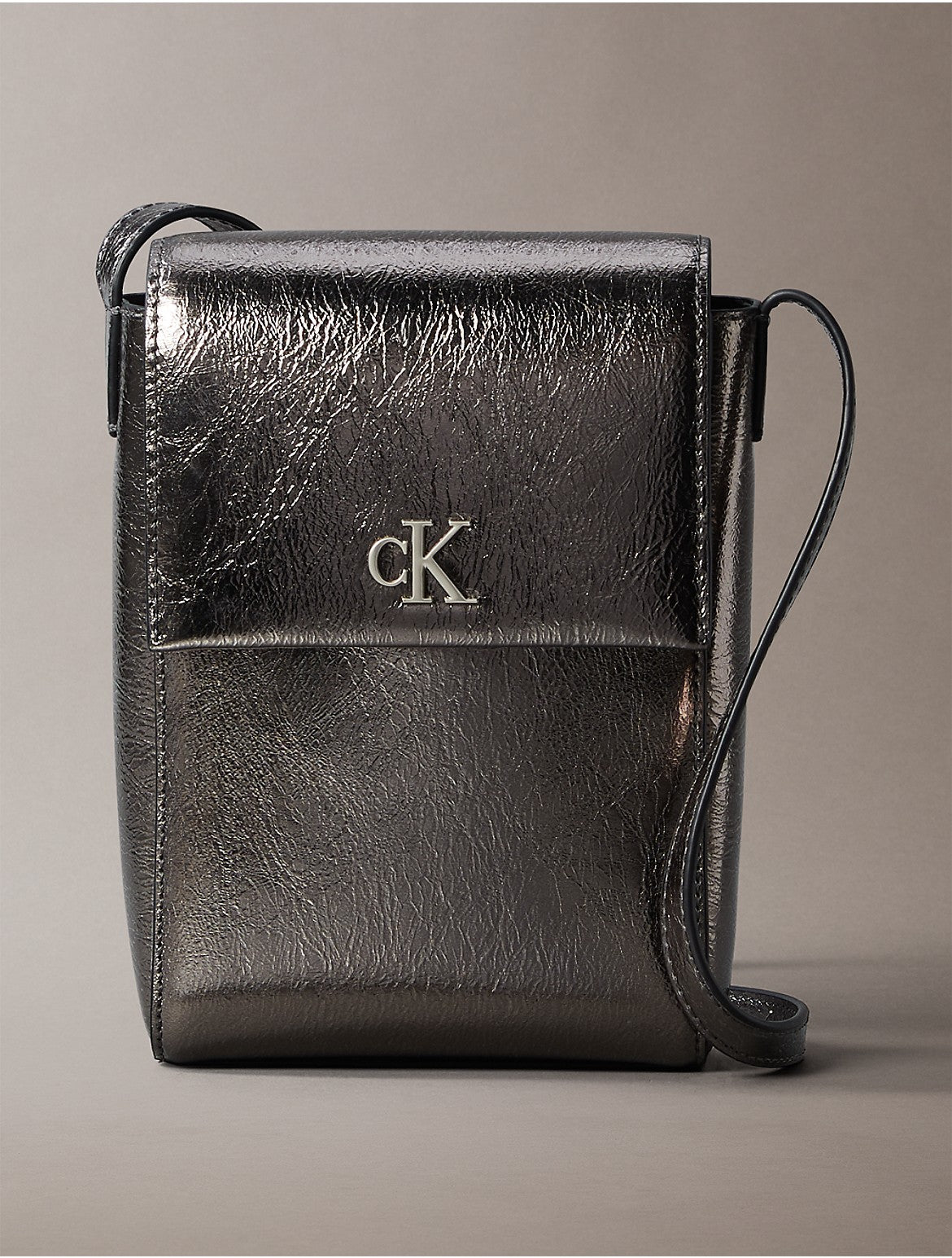 Calvin Klein Sac à bandoulière réfléchissant pour téléphone portable avec monogramme minimaliste pour femme - Métallisé