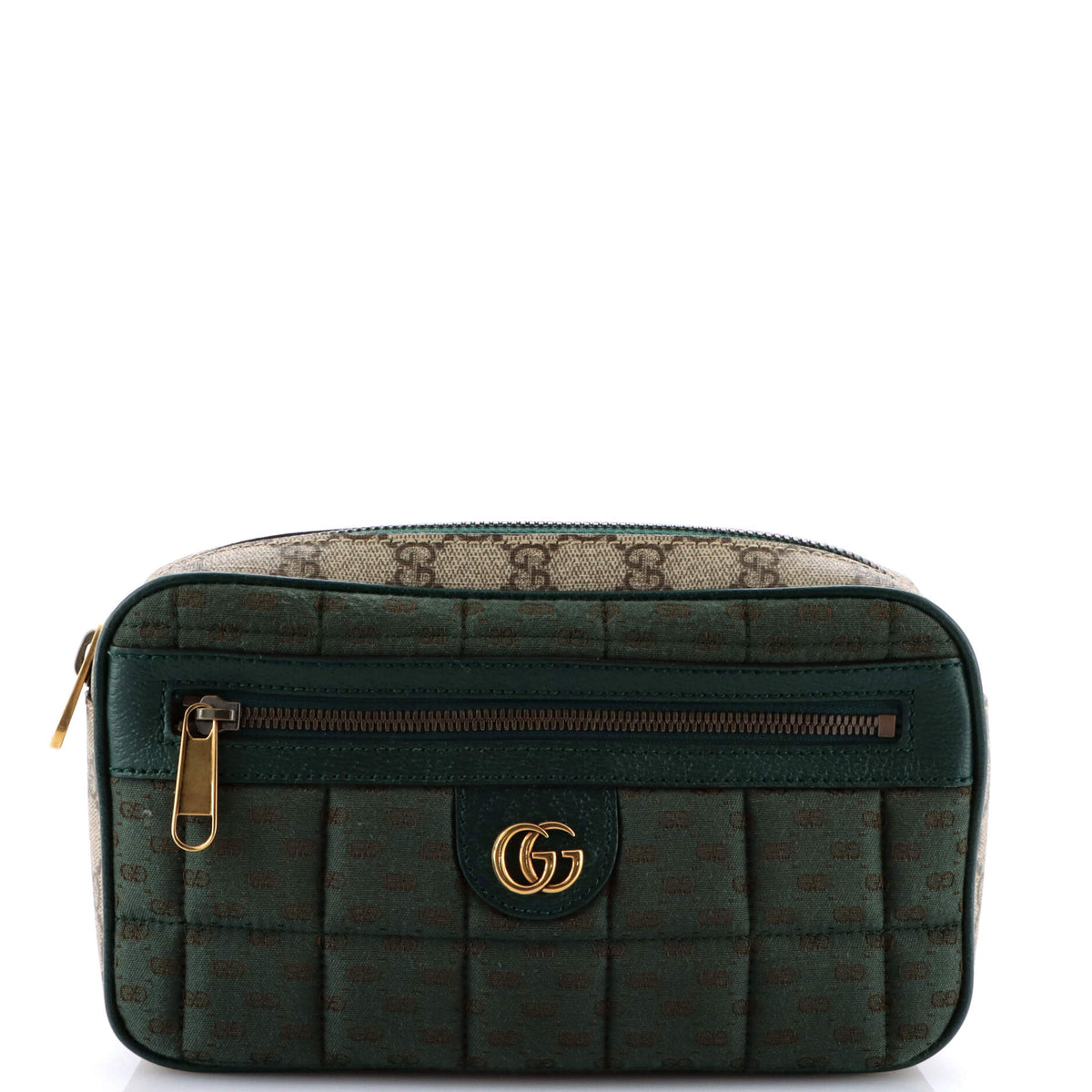 Gucci GUCCI Front Zip Belt Bag GG Coated Canvas and Quilted Mini GG Canvas Medium