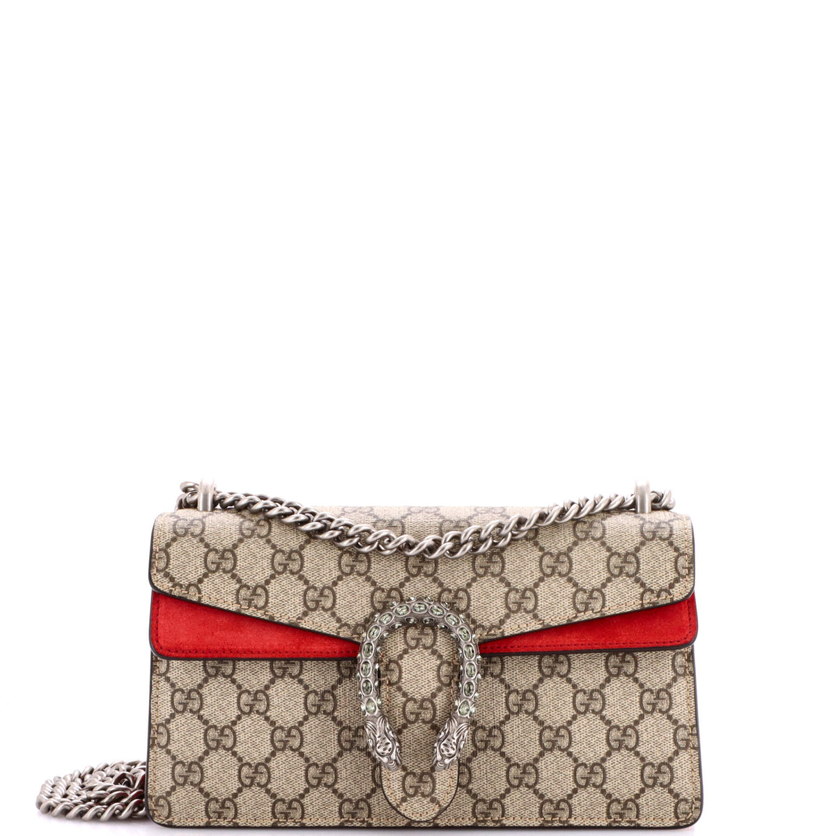 Gucci GUCCI Dionysus Bag GG Coated Canvas with Crystal Embellished Metal Small