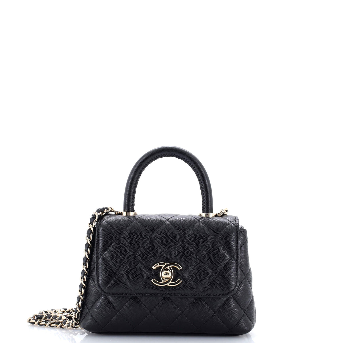 Chanel CHANEL Coco Top Handle Bag Quilted Caviar Extra Mini