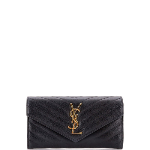 Classic Monogram Flap Wallet Matelasse Chevron Leather Large