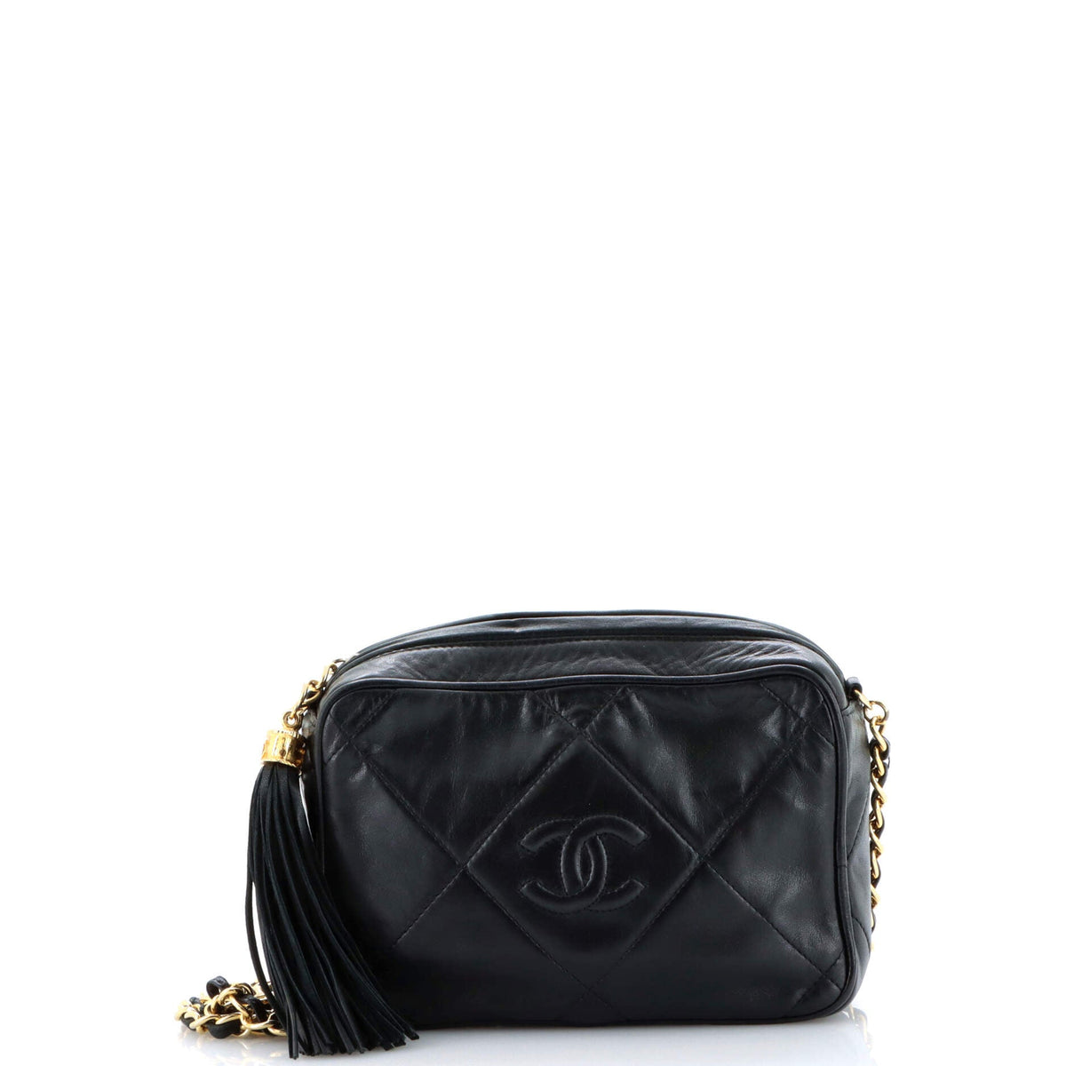 Chanel CHANEL Vintage Diamond CC Camera Bag Quilted Leather Small