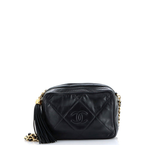CHANEL Vintage Diamond CC Camera Bag Quilted Leather Small