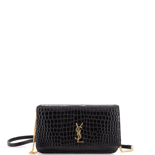 Classic Monogram Phone Holder Shoulder Bag Crocodile Embossed Leather