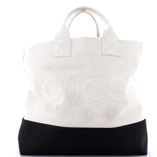 GUCCI Logo Embossed Open Tote Canvas