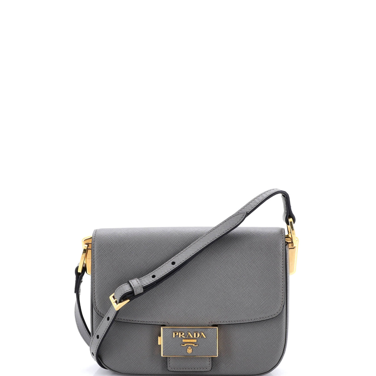 Prada PRADA Embleme Flap Bag Saffiano Leather Small