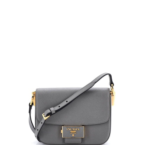 PRADA Embleme Flap Bag Saffiano Leather Small