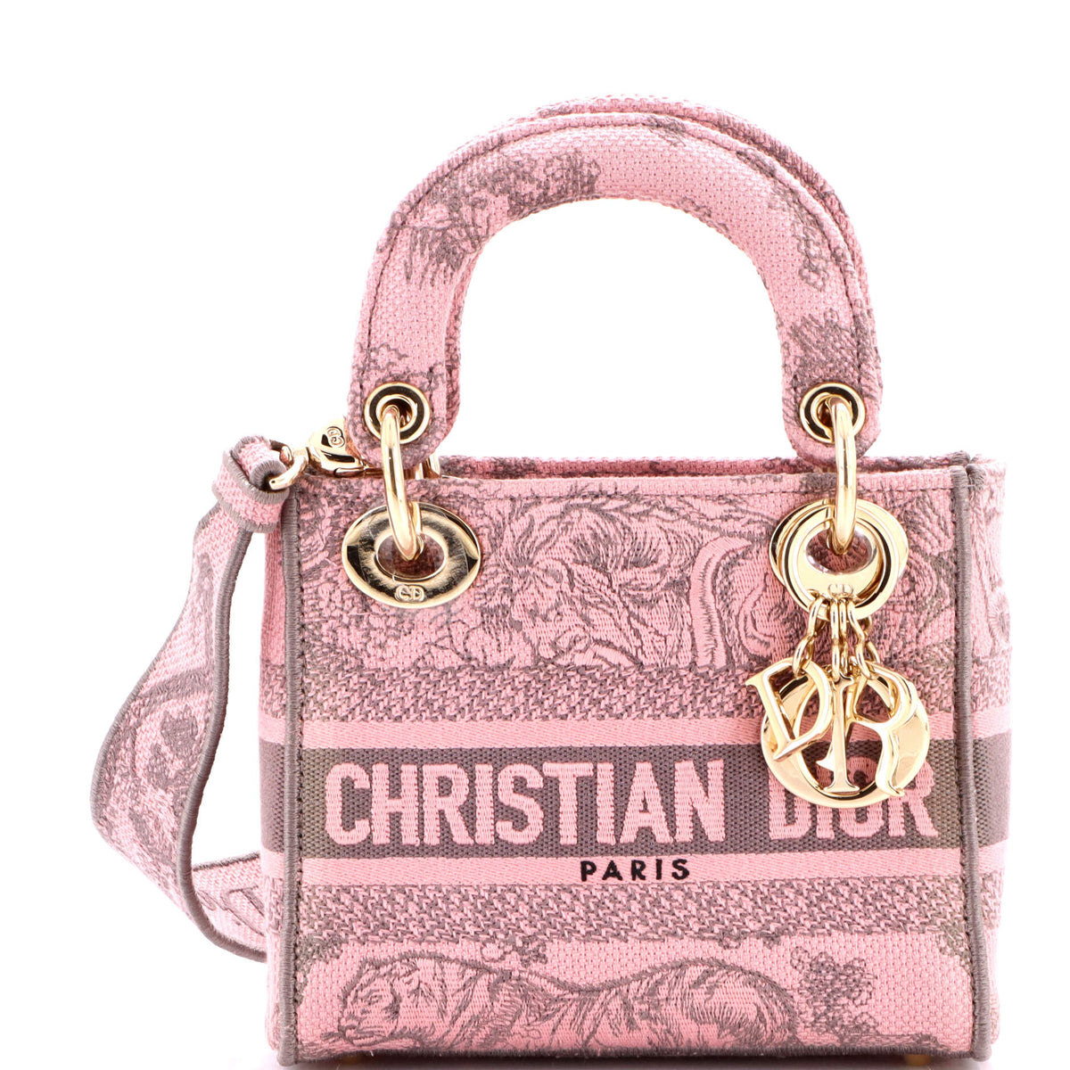 Christian Dior Lady D-Lite Bag Embroidered Canvas Mini