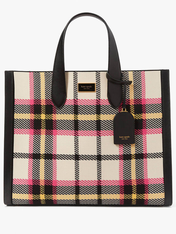 Kate Spade Au Manhattan Museum Plaid Jacquard Large Tote