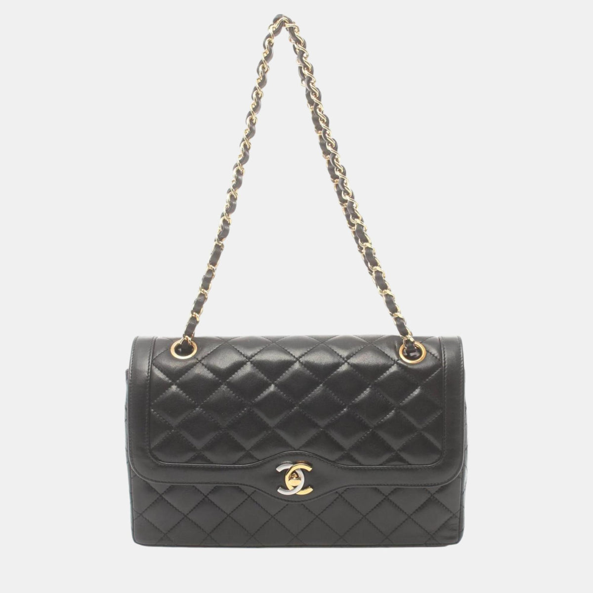 Chanel Black Lambskin Matelasse Shoulder Bag