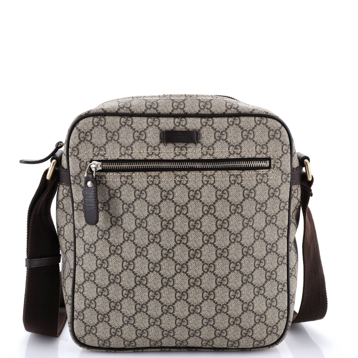 Gucci GUCCI Front Zip Messenger GG Coated Canvas Medium
