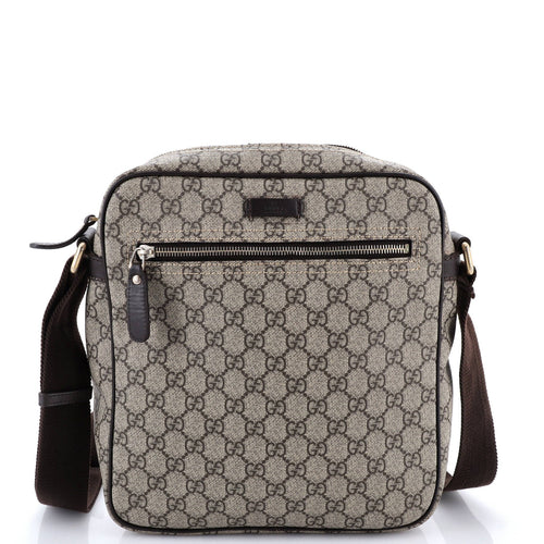 GUCCI Front Zip Messenger GG Coated Canvas Medium