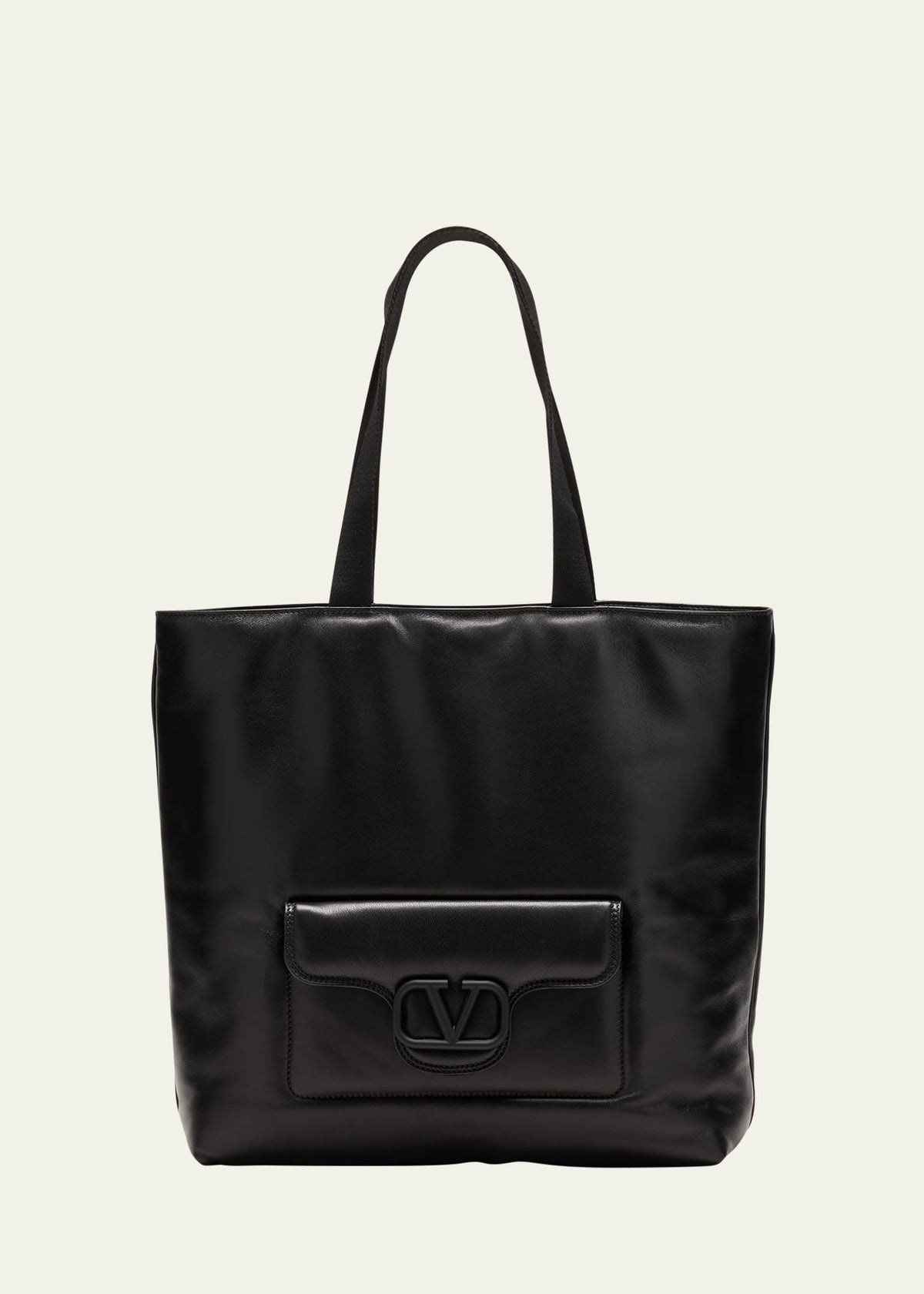 Valentino Men's Noir Leather Tote Bag