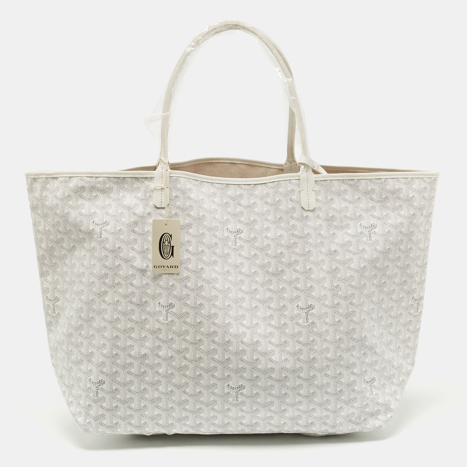 Goyard White Goyardine Coated Canvas and Leather Saint Louis GM Tote