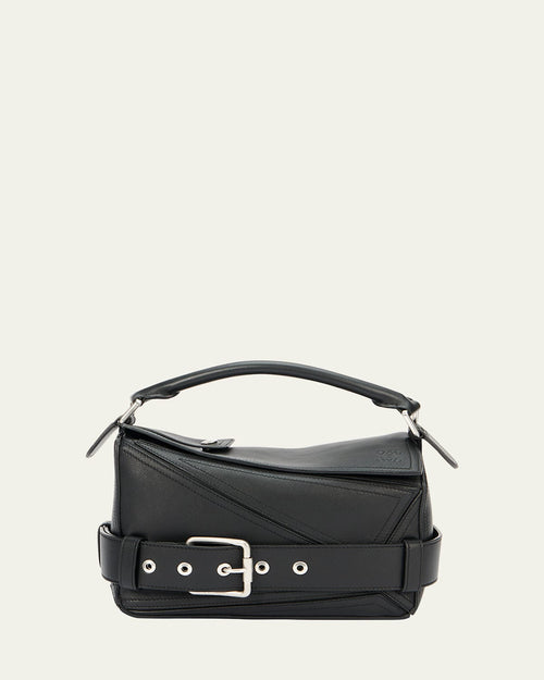 Puzzle Biker Top-Handle Bag in Shiny Leather