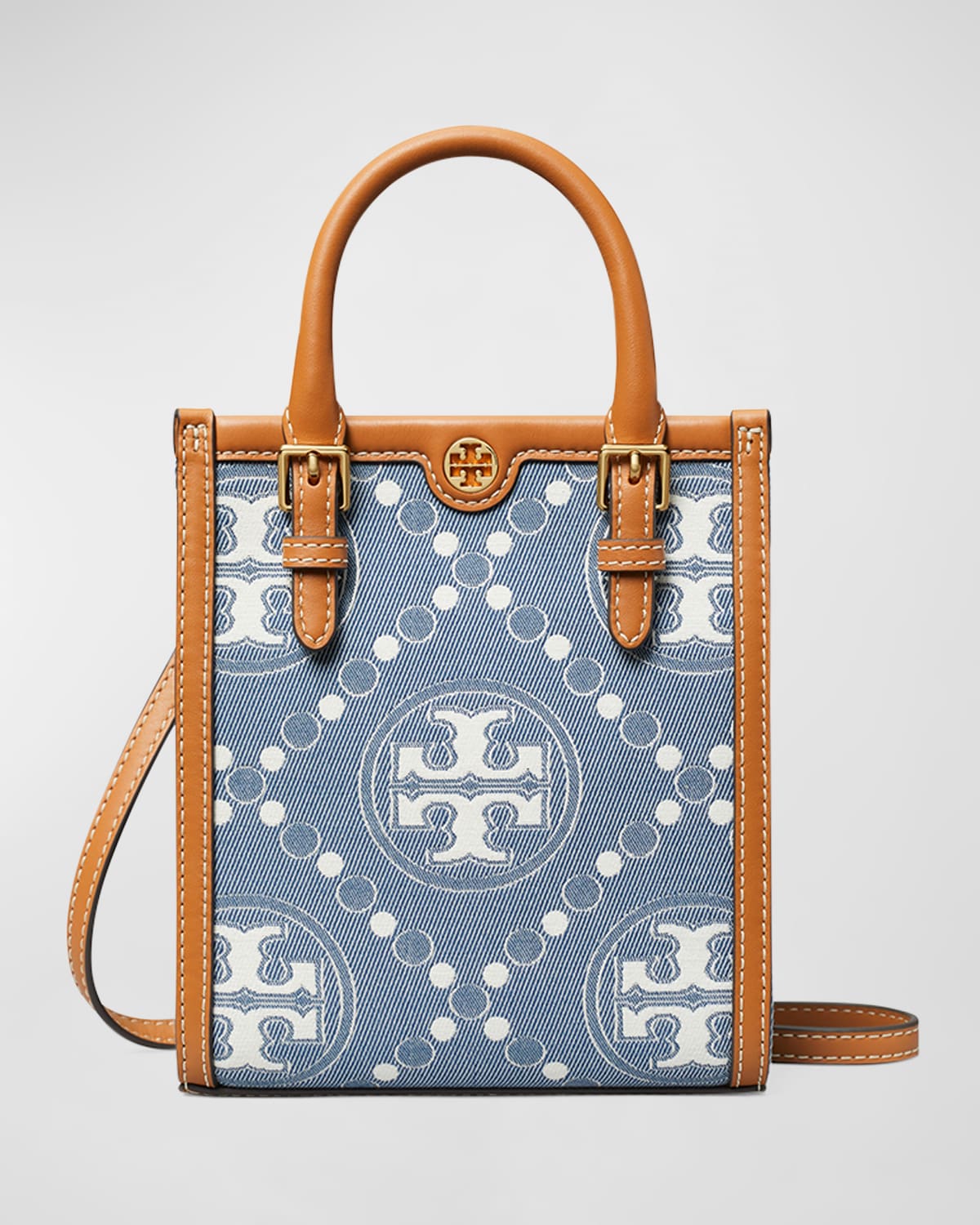 Tory Burch T Monogram Mini Denim Tote Bag