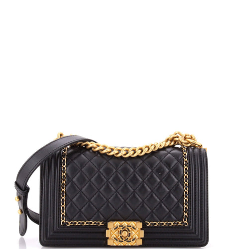 CHANEL Jacket Boy Flap Bag Quilted Lambskin Small