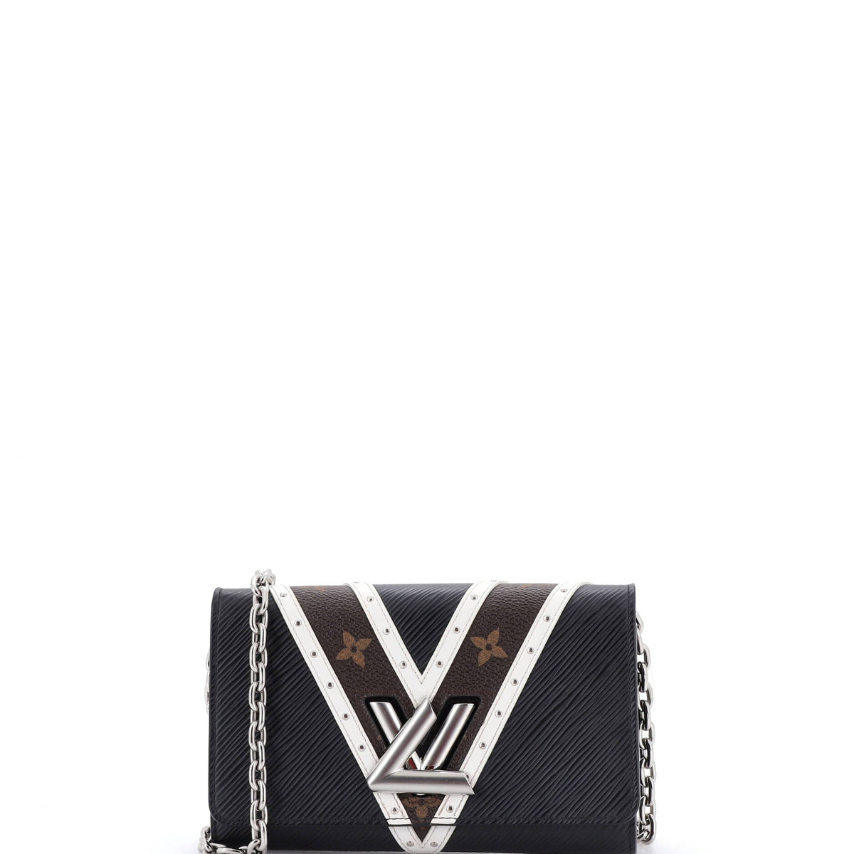 Louis Vuitton Twist Chain Wallet Epi Leather with Monogram Canvas and Studded Leather