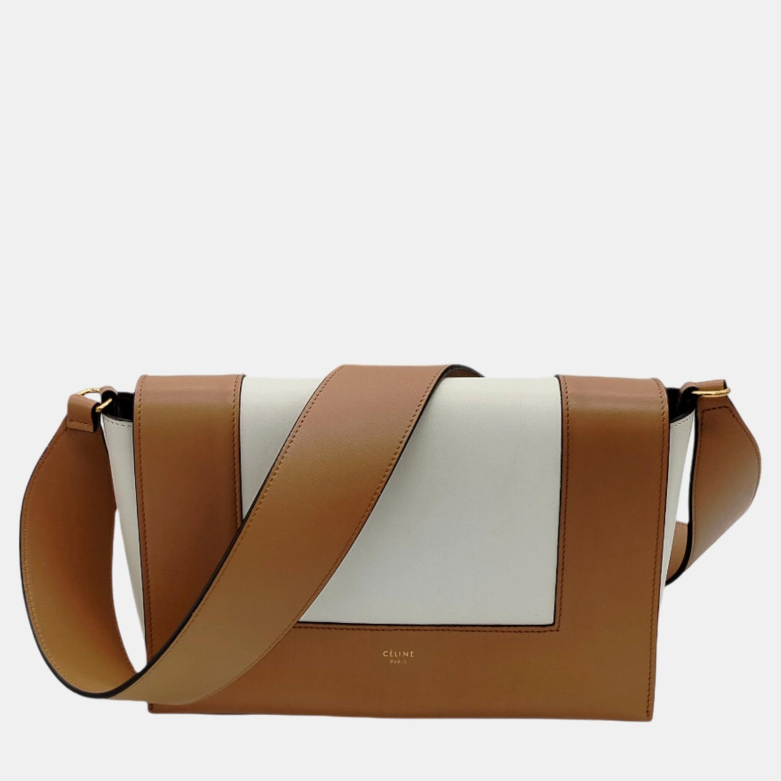 Celine Neutrals Leather Frame Shoulder Bag