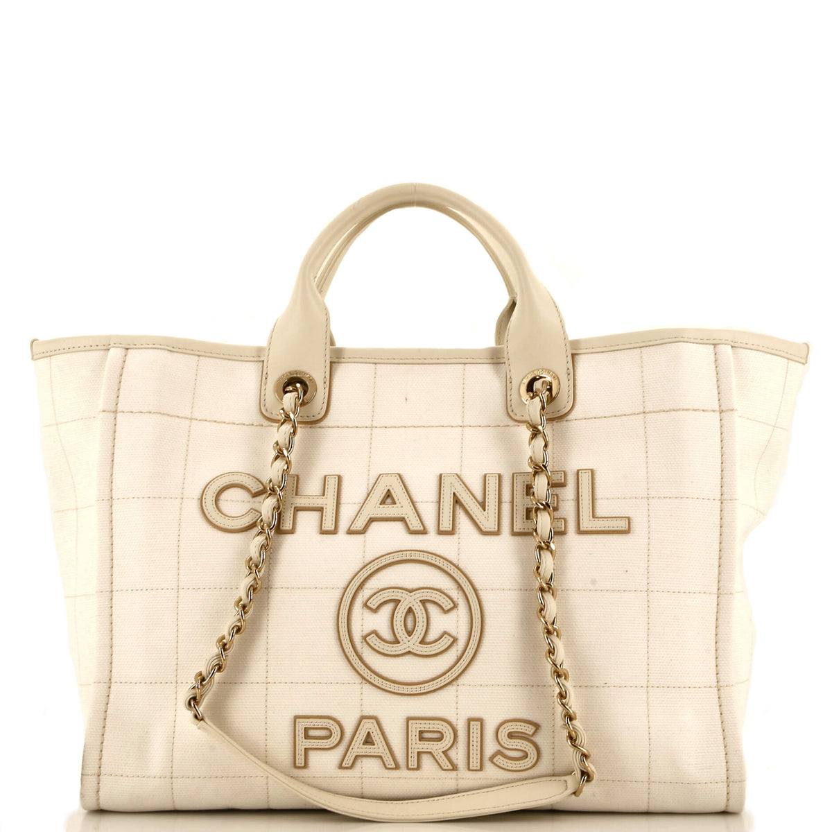 Chanel CHANEL Deauville NM Tote Square Stitched Canvas Medium