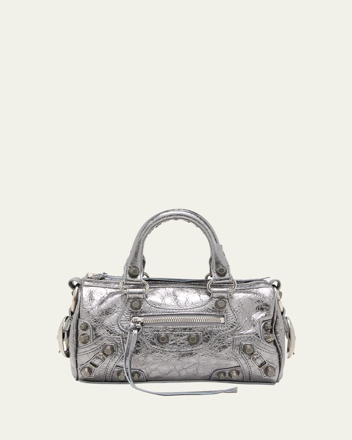 Balenciaga Cagole Mini Crinkled Metallic Duffel Bag